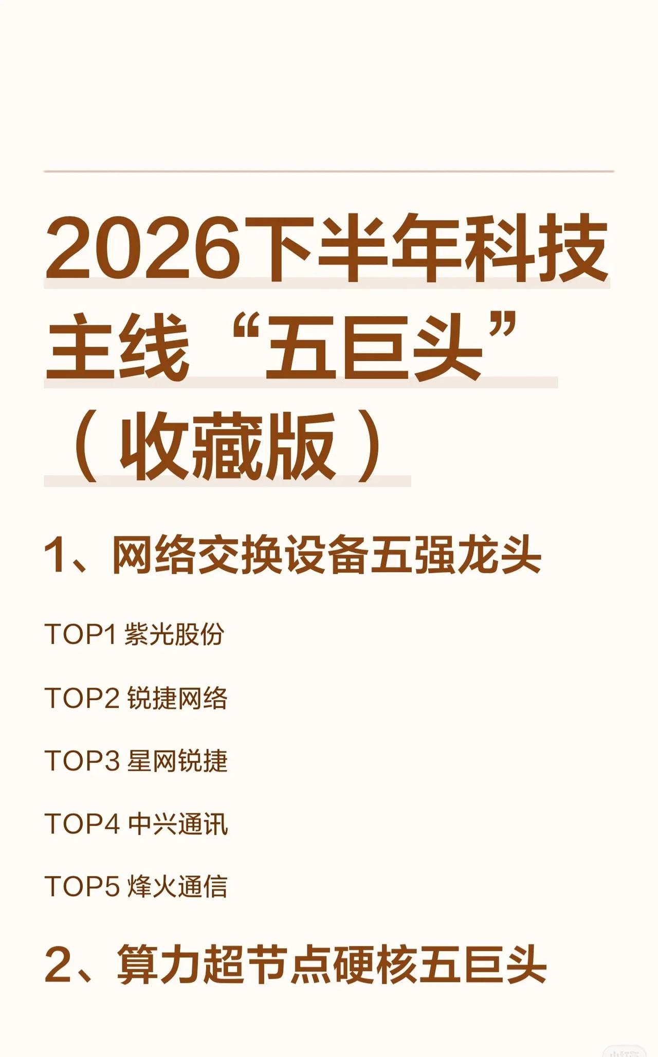 【收藏级干货】🔥2026下半年科技主线“五巨头”全景图曝光！23大细分赛道龙头