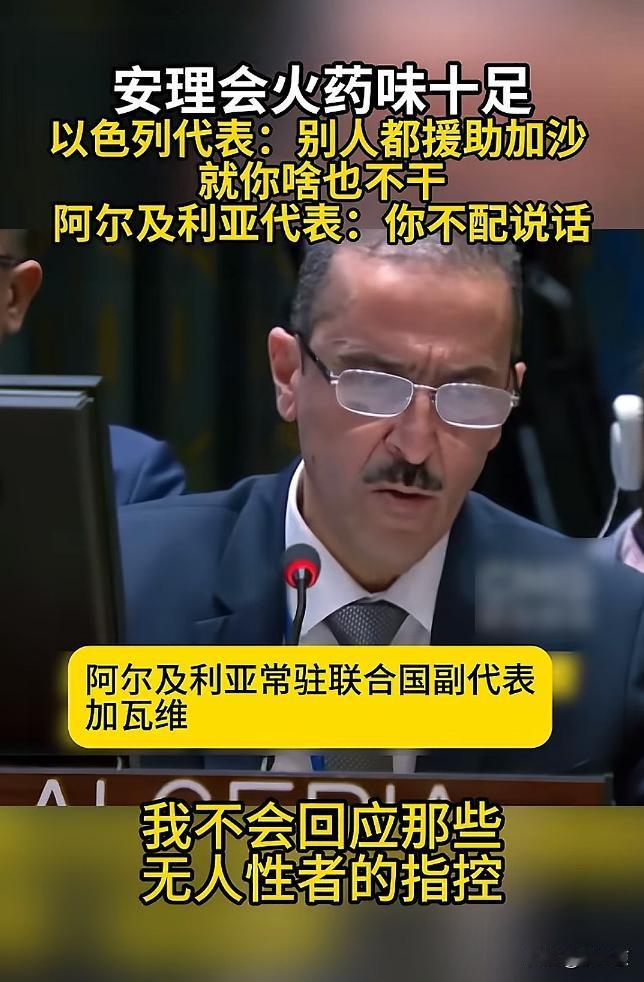 安理会火药十足！以色列代表谴责阿方：整个阿拉伯世界都在援助加沙，就阿尔及利亚无所