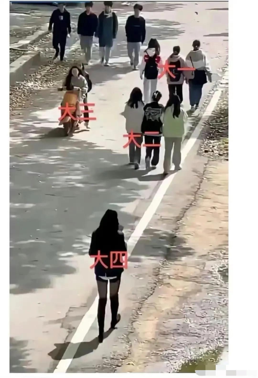 大一、大二、大三、大四的区别一幕了然，还有一排绝对是网吧四连坐！