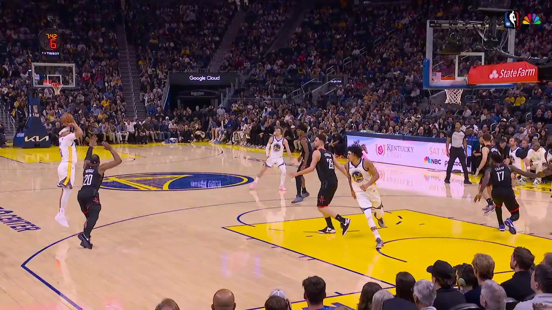 塞斯-库里三罚全中！火箭vs勇士