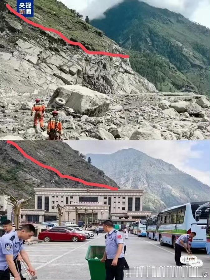 边境口岸建筑物全部消失曾经熟悉的口岸建筑、联检大楼、国门周边的配套设施，一场泥石