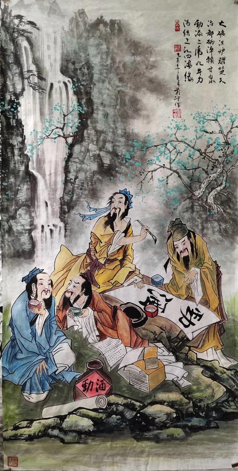 上联：文人见酒言辞妙
下联：[比心]

网络图片/诚谢侵删