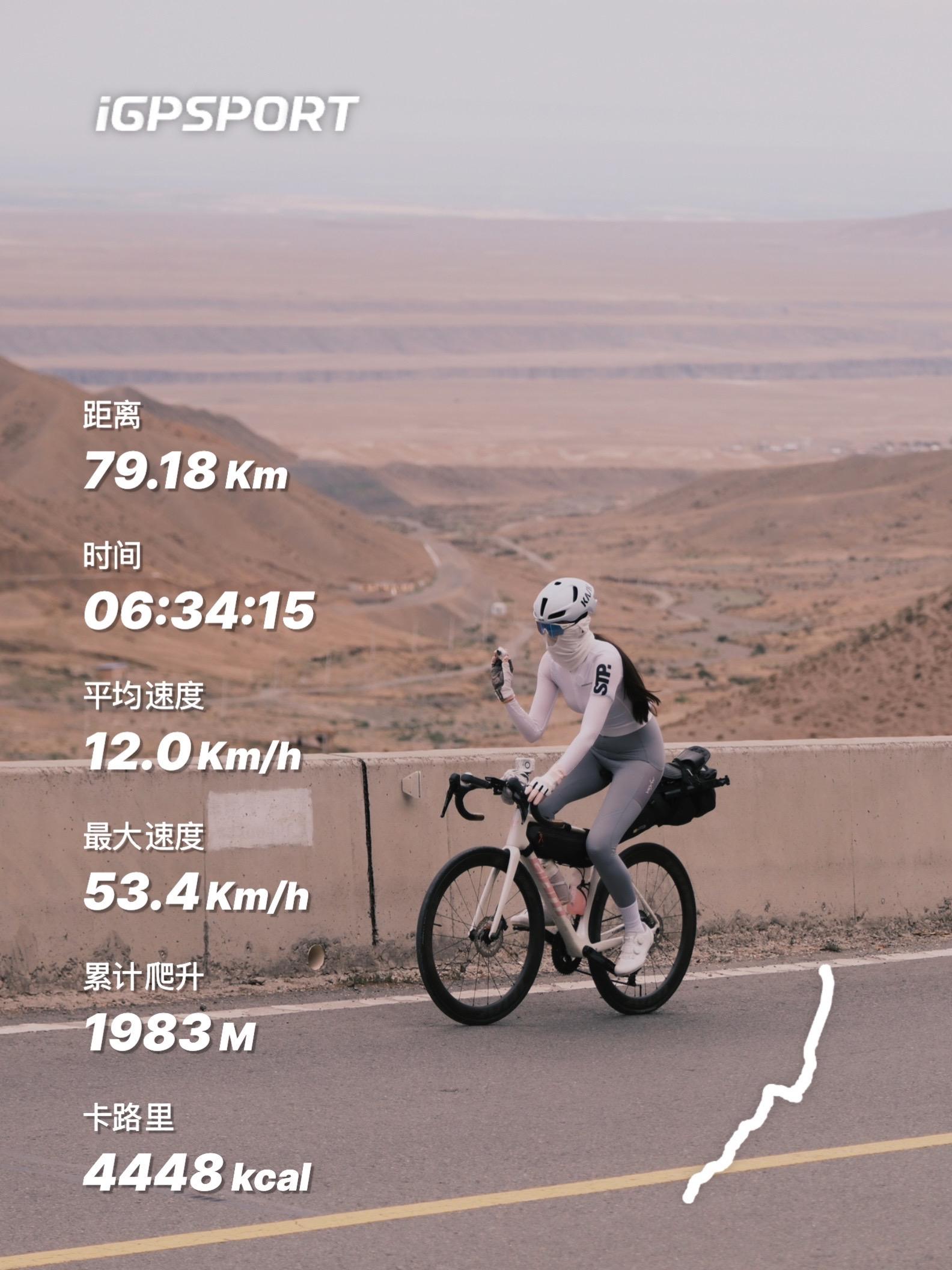 独山子—乌兰萨德克79km爬升1983m.第一天在雨骑中结束，爬不完的坡……