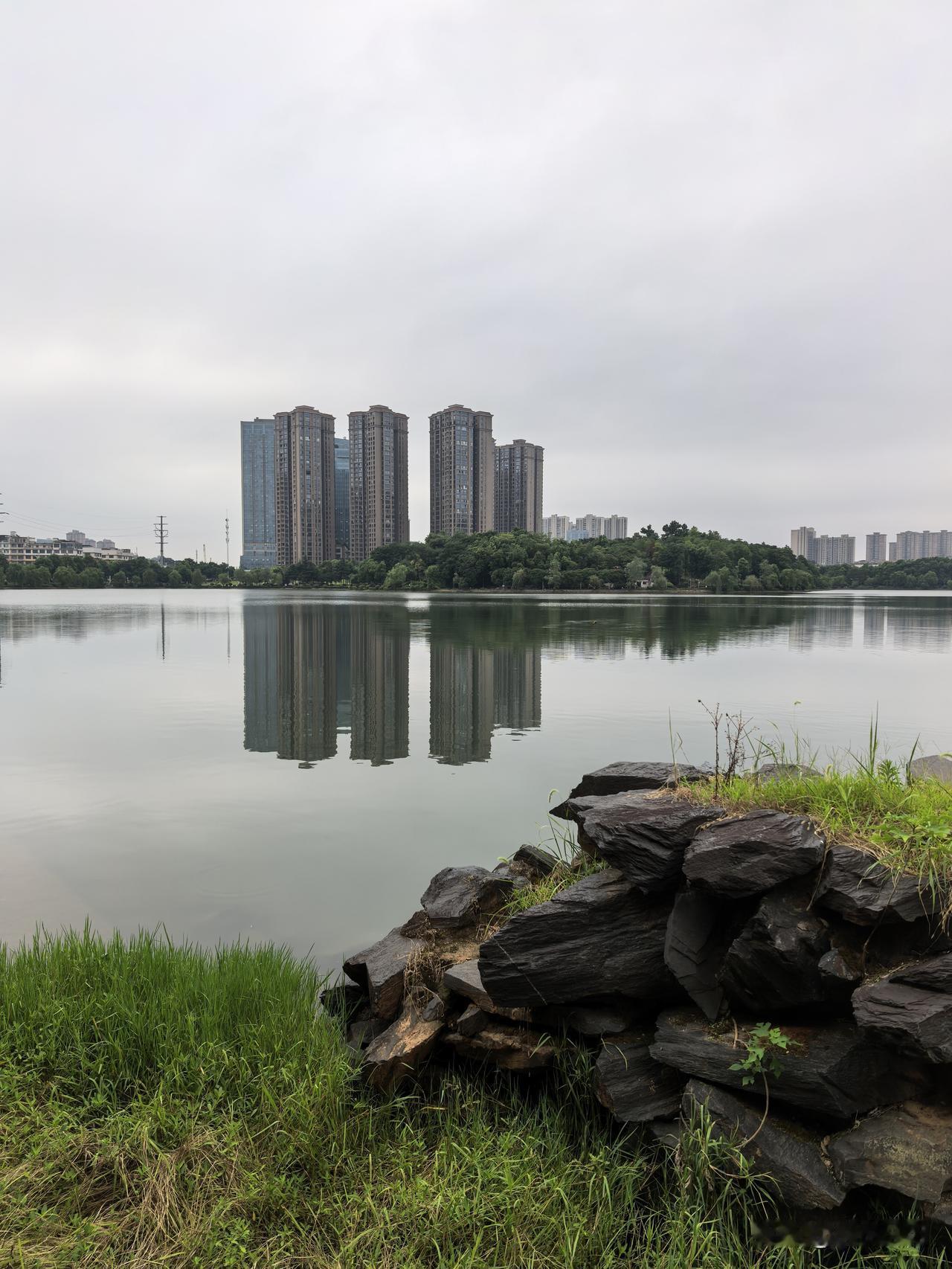 江城子·斑马湖立秋
 
烟湖平处柳丝柔，水悠悠，暑初收。
岸树层阴，楼影漾清流。