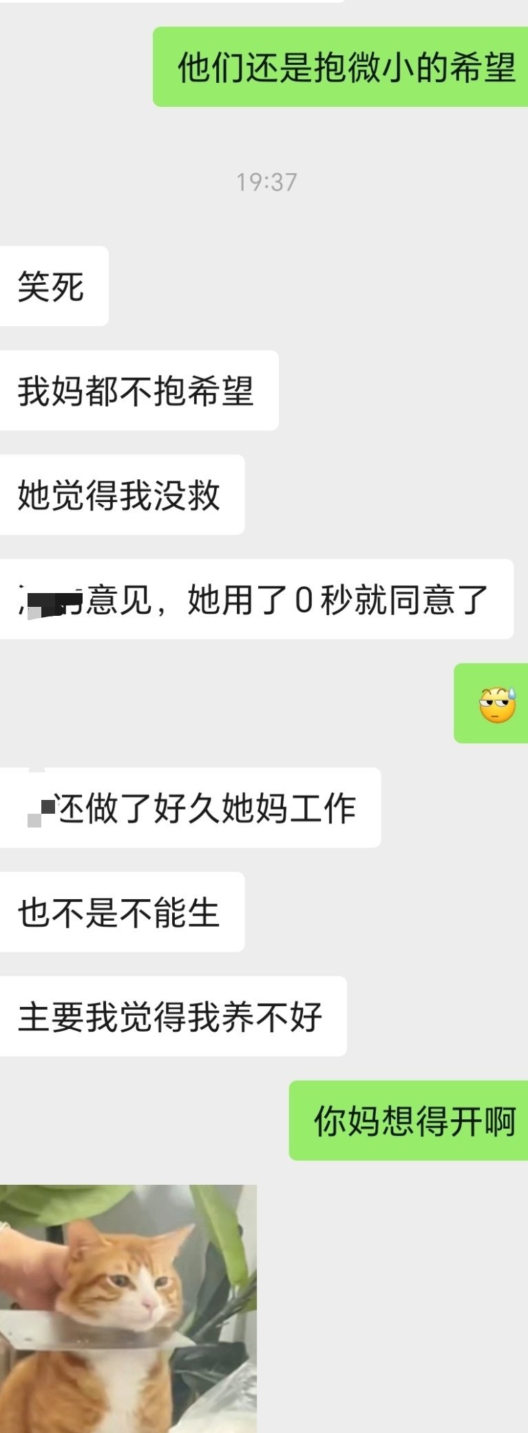 朋友已经开始在讨论单身生育的事这事我可不敢问爸妈，怕他们真同意来劲儿了🤣一来我
