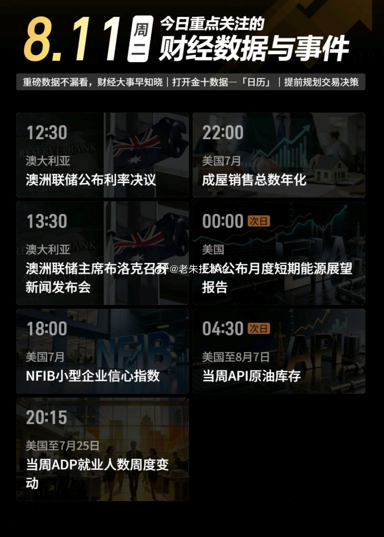 【今日重点关注的财经数据与事件：2026年8月11日 周二】① 12:30 澳洲