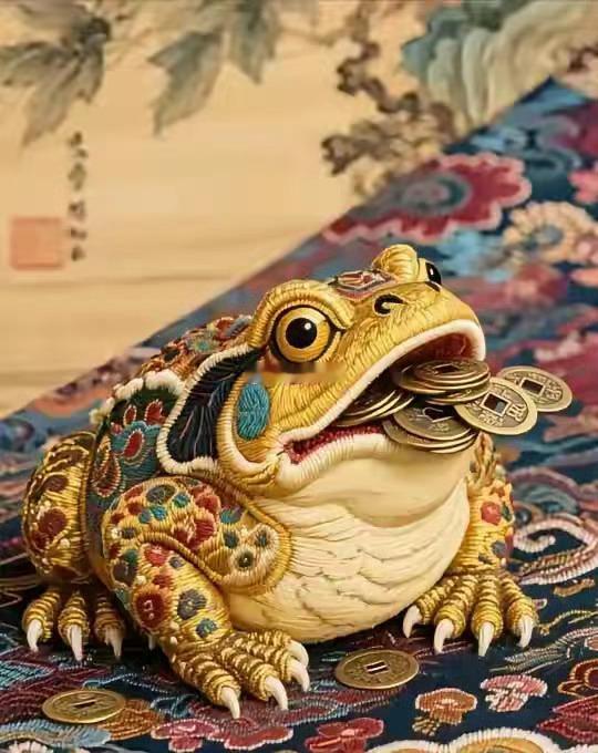金蟾吐宝，富贵吉祥。 