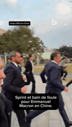 奔跑的马克龙，这将成为他这辈子最经典的镜头