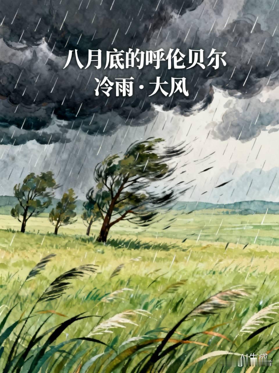 我没带厚衣服，想不到八月底这么冷，还下雨，还有大风吹，今天在呼伦贝尔就受不了。