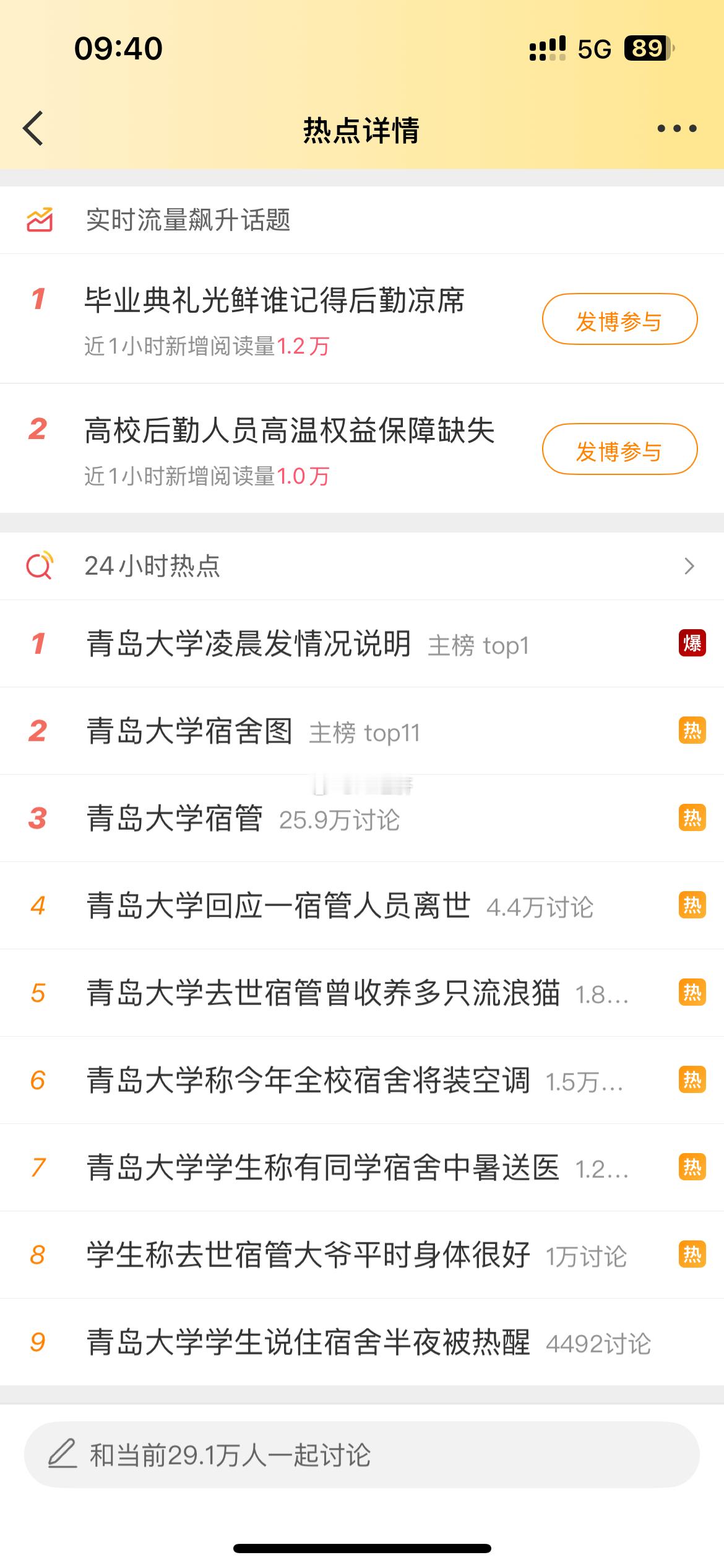 青岛大学凌晨发情况说明 花钱撤热搜了！几分钟从1掉到6 再到11有钱应该用在赔偿