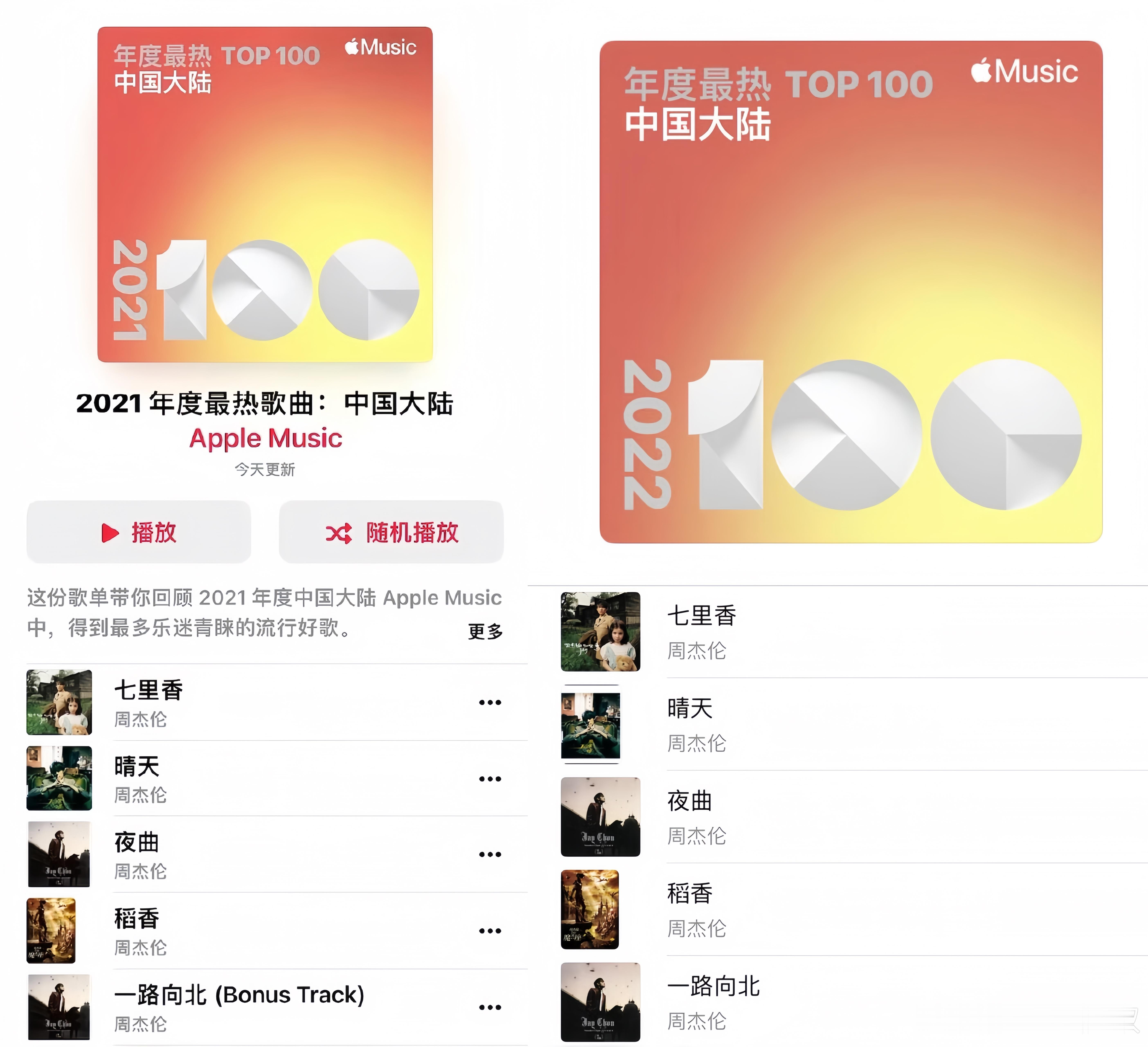 在Apple Music那边华语乐坛这四年是没有进步的。 