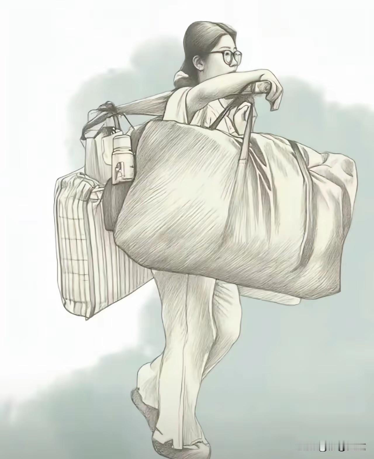 看见这个“扁担女孩”考生用看似柔弱的双肩挑着重重的行李，眼神坚定、步伐从容地在同