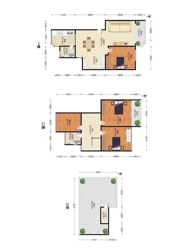 香蜜湖顶楼复式三层带露台 🏠大四房880万
