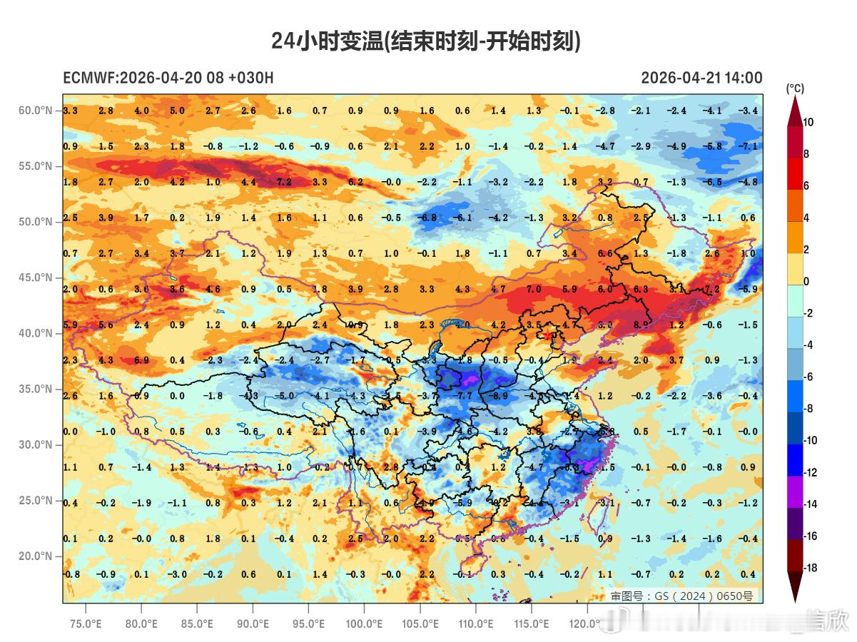 【气温波动】未来气温变化，与冷暖平流以及晴雨分布密切相关。明天因为有降水，陕西、