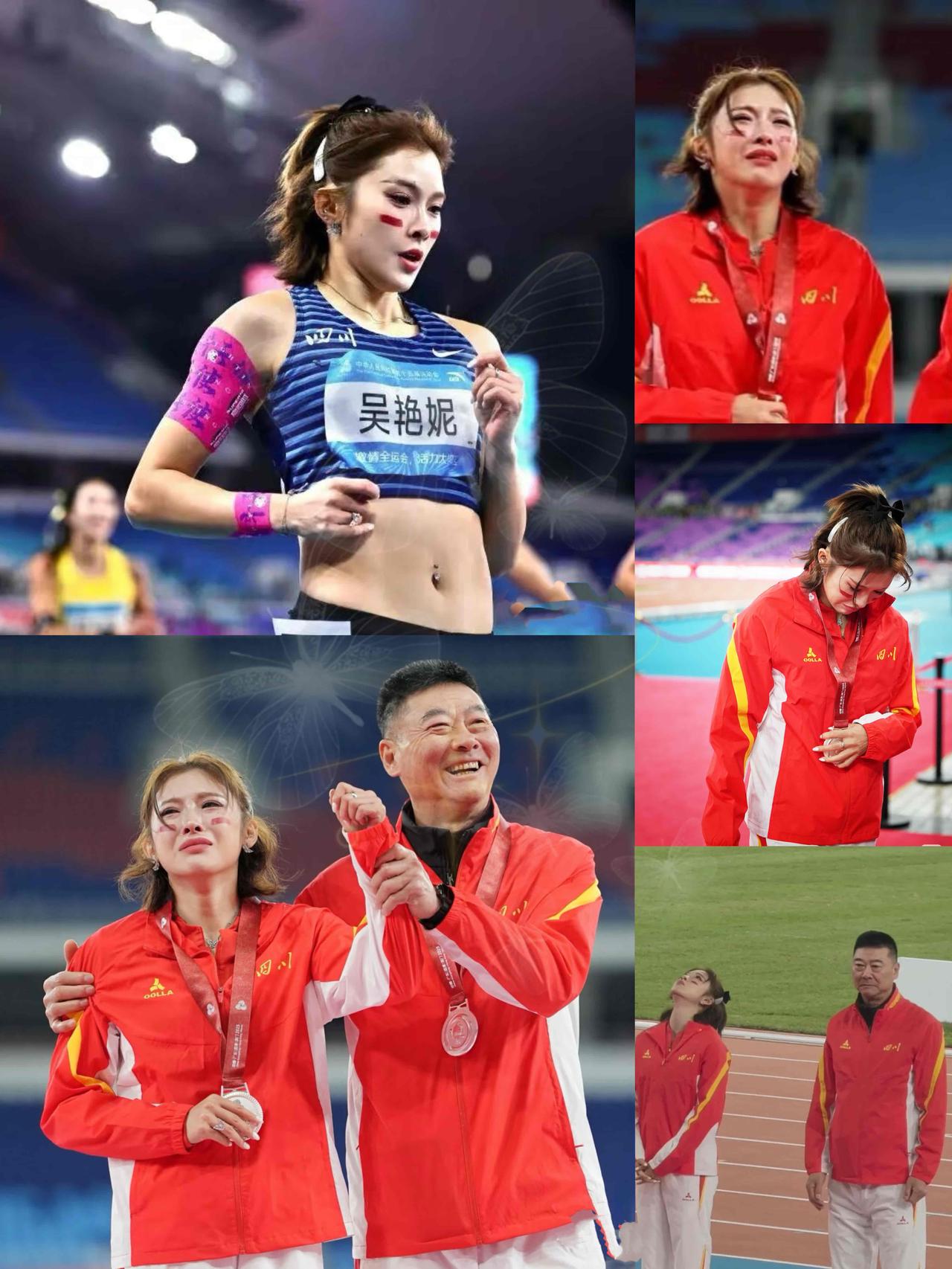 看到吴艳妮红着眼憋泪的瞬间，
真的忍不住心疼。
28岁川妹子三战全运两度摘银，这