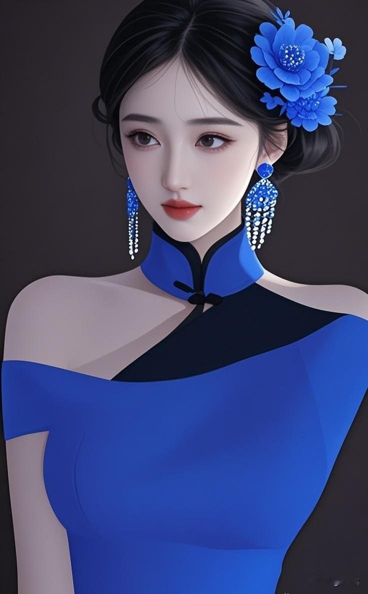 优雅蓝调，东方美人，气质非凡！