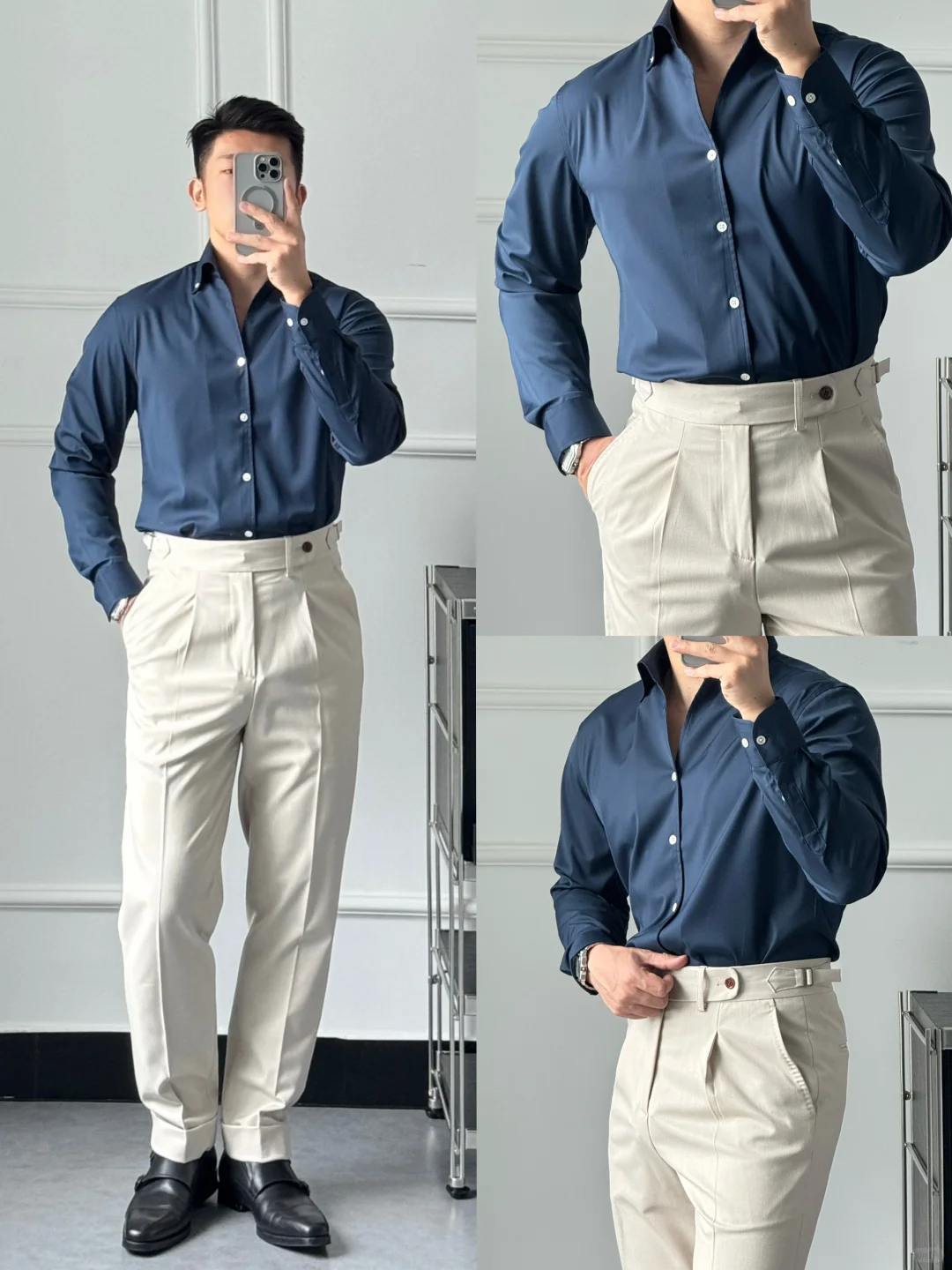 夏季衬衫穿搭👔清爽一片领意式衬衫推荐