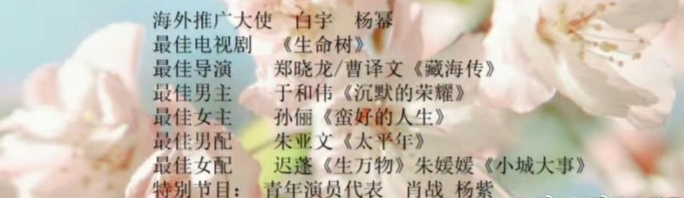 网传白玉兰获奖名单，海外推广大使对上了海外推广大使：白宇 杨幂最佳电视剧：《生命