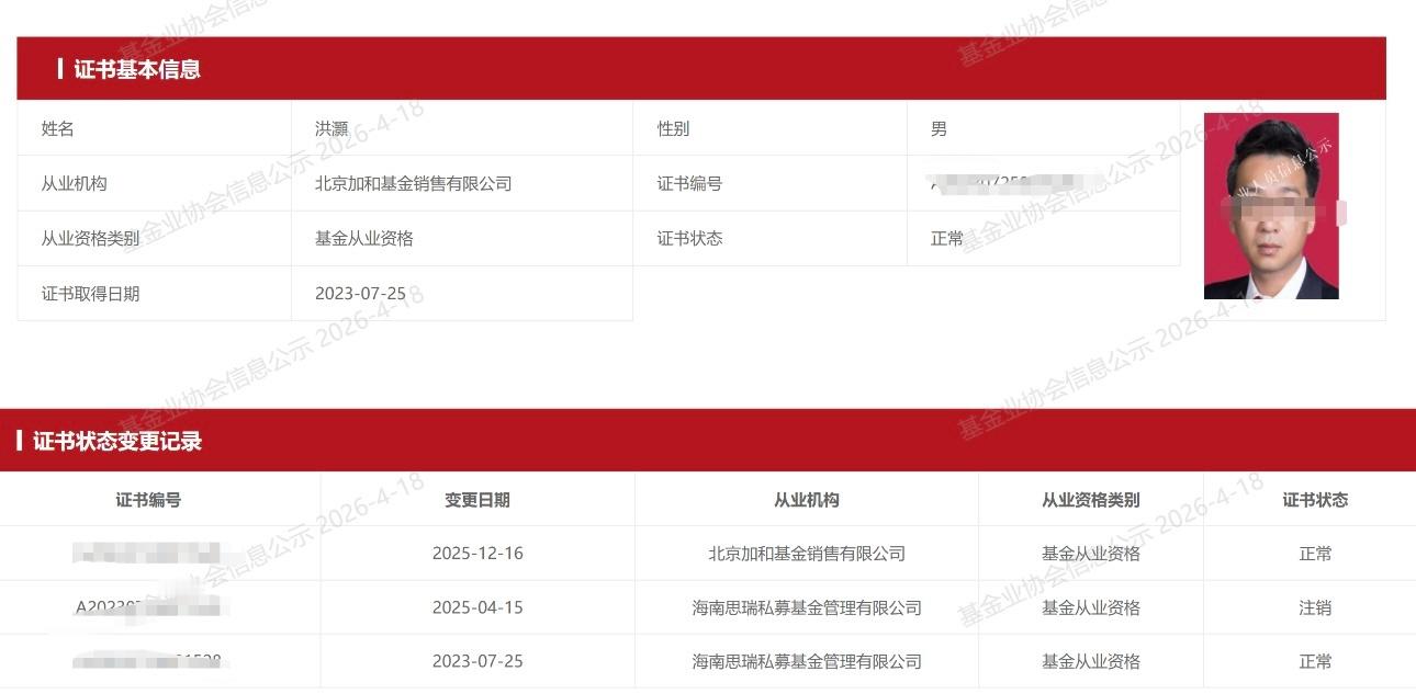 知名网红经济学家洪灏要卖基金了？协会官网显示，洪灏从此前的私募管理公司变更为基金