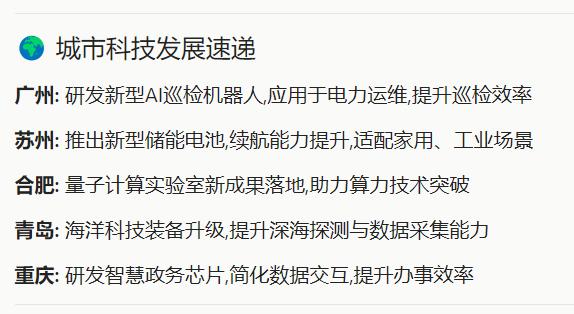 🌍 中国五大城市科技大爆发！这些黑科技离我们生活越来越近🚀
今天，中国科技圈