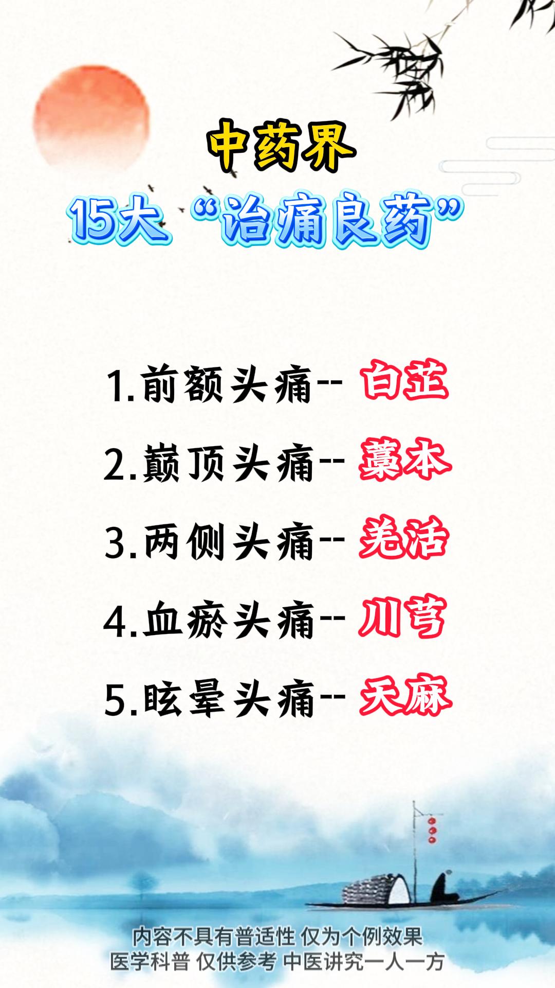中药界15大治痛良药。
