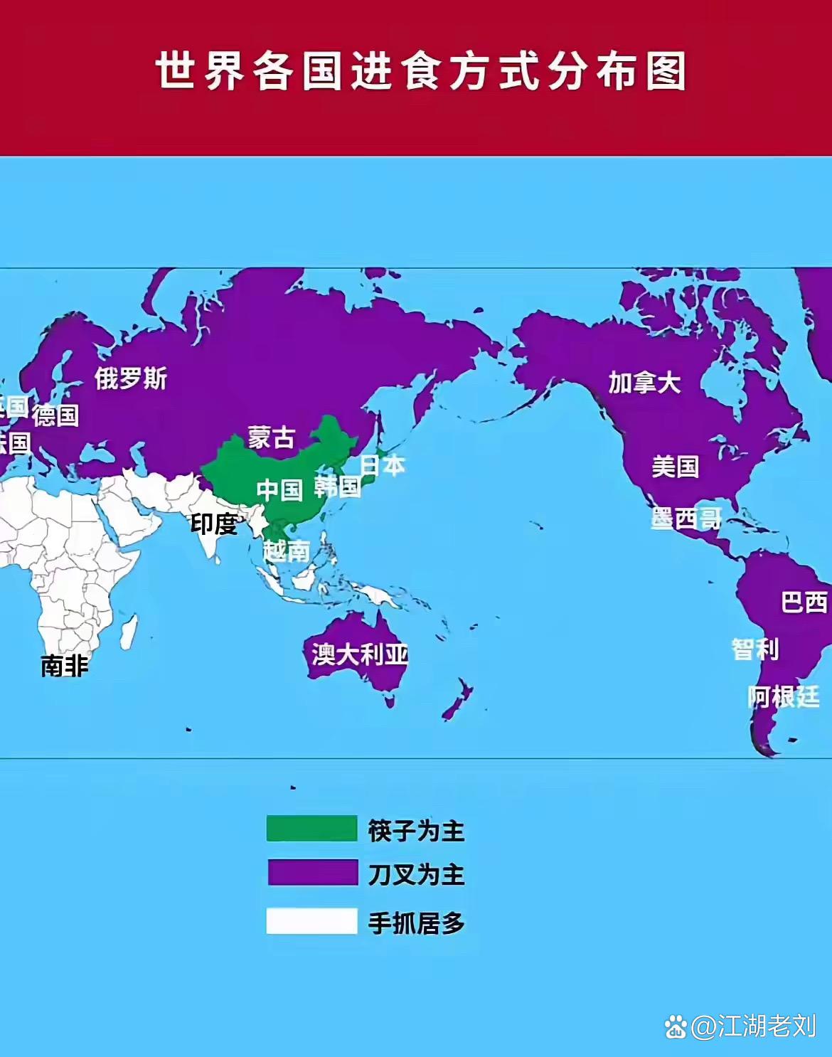 世界各国进食方式分布图