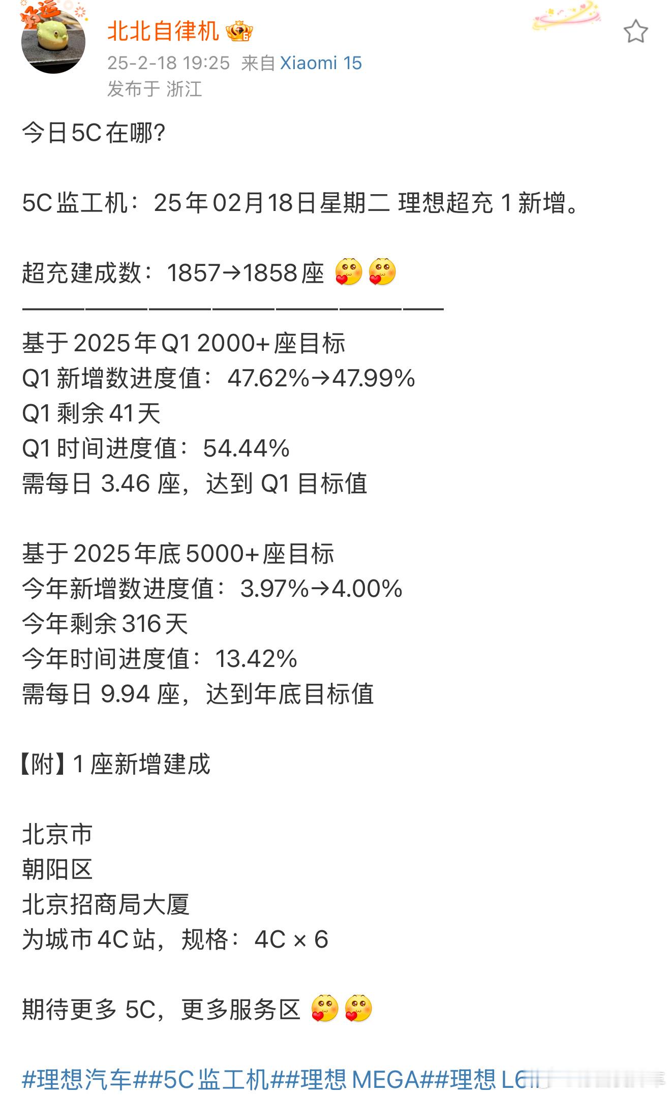 北北 这个理想超充小数据挺好的。今年会有一个有趣的现象，理想、蔚来 会将补能继续