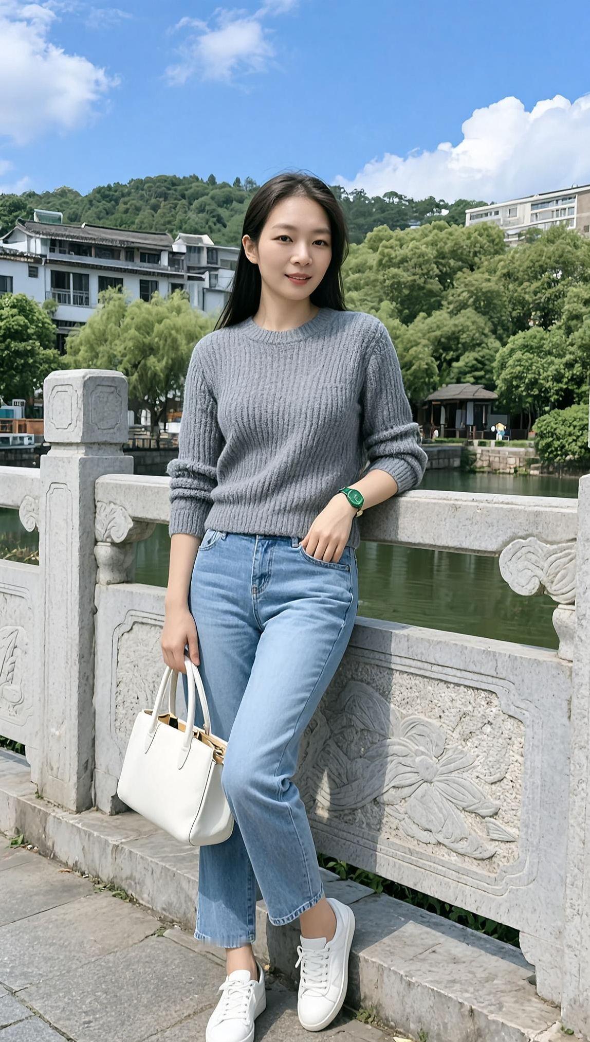 AI山野休闲照 山谷里的思念 甜系女孩 优雅气质高颜值