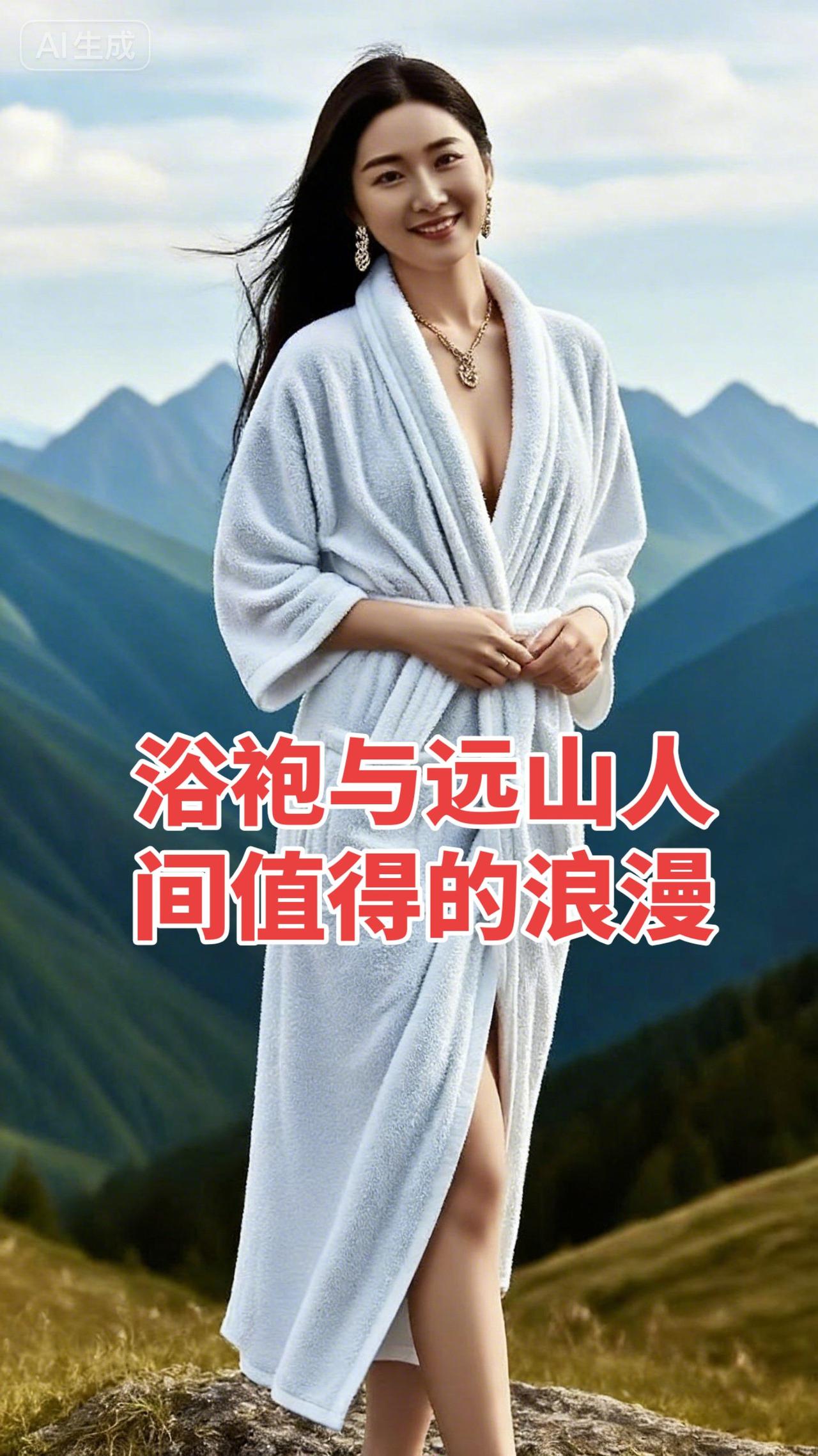 以山为幕，以风为妆
浴袍加身，自带气场
在山野间，做不被定义的自己浴袍照 抖音a