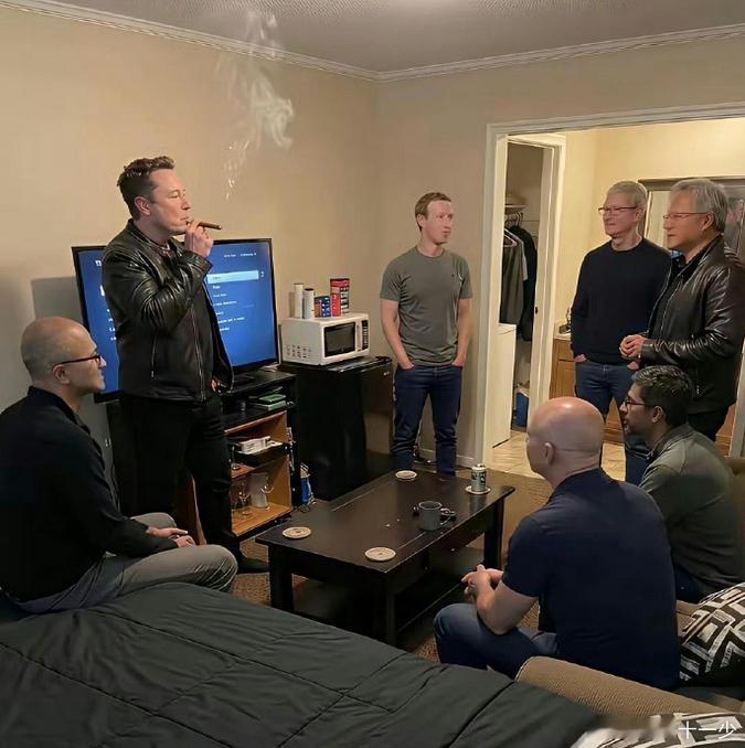 请问这几个人在聊什么，会聊什么?聊今天晚上的英伟达年度开发者大会（GTC 202