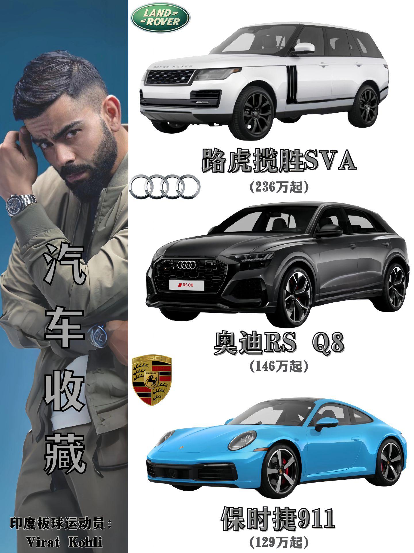 印度板球运动员Virat Kohli.的汽车收藏有哪些？