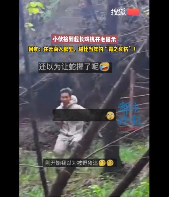 天降横财！重庆一位小伙上山溜达一圈，竟然捡到了一根快有他小臂长的“巨无霸”鸡枞！