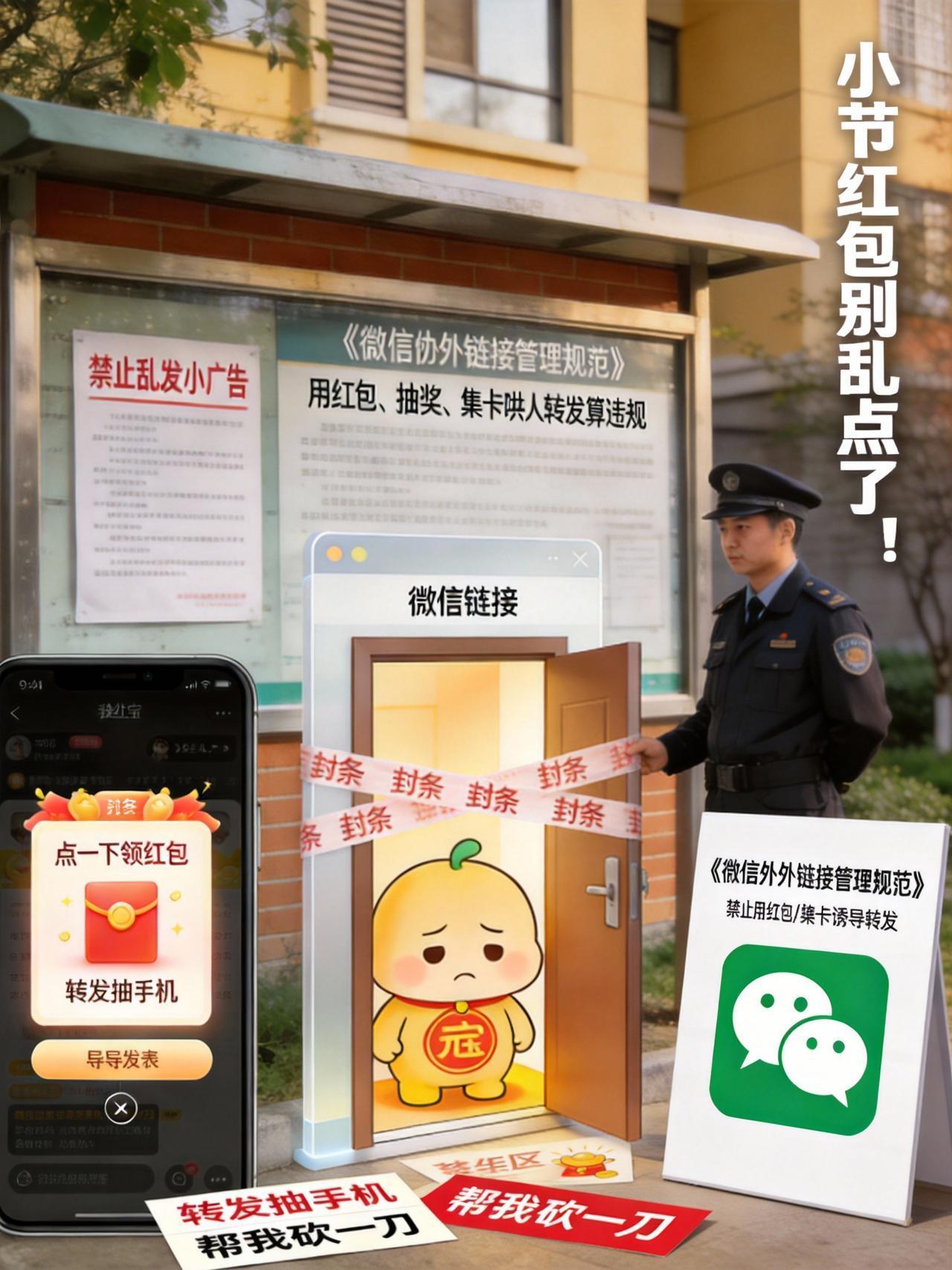 【微信给“元宝”贴了封条，春节红包别乱点了！】

咱小区物业（微信）最近挺忙，刚