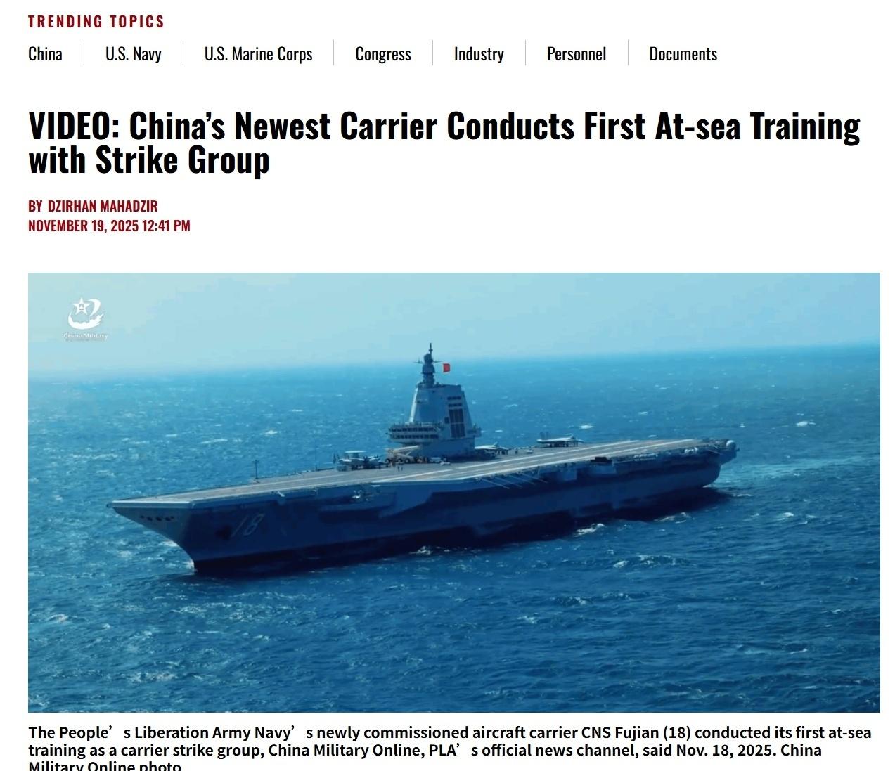 USNI报道了福建舰入列后首次海上训练，评论区有人在问，“他们的电磁弹射技术哪来