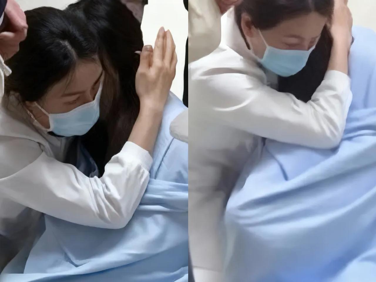 浙江一家医院的病房里，
女孩的爸爸因病没有抢救过来。
女孩猛地跪倒在冰凉地面
