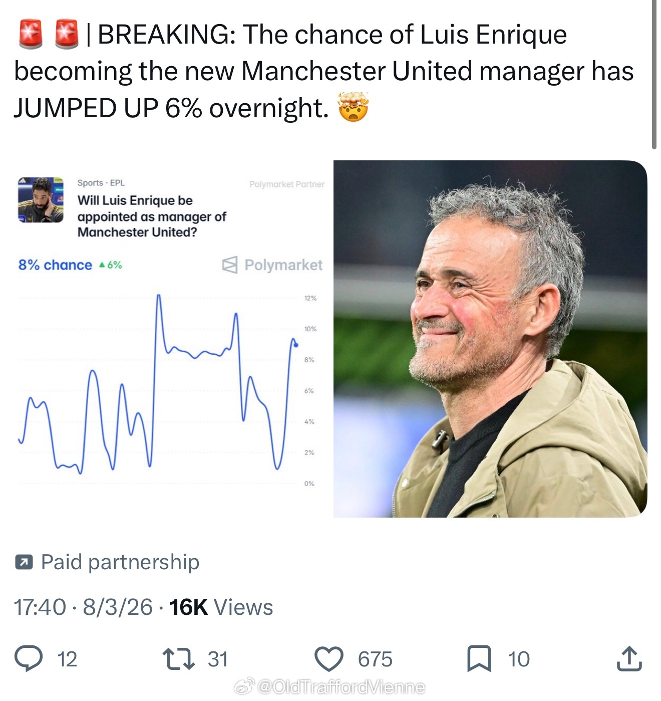 恩里克执教曼联的可能性在增长？ 