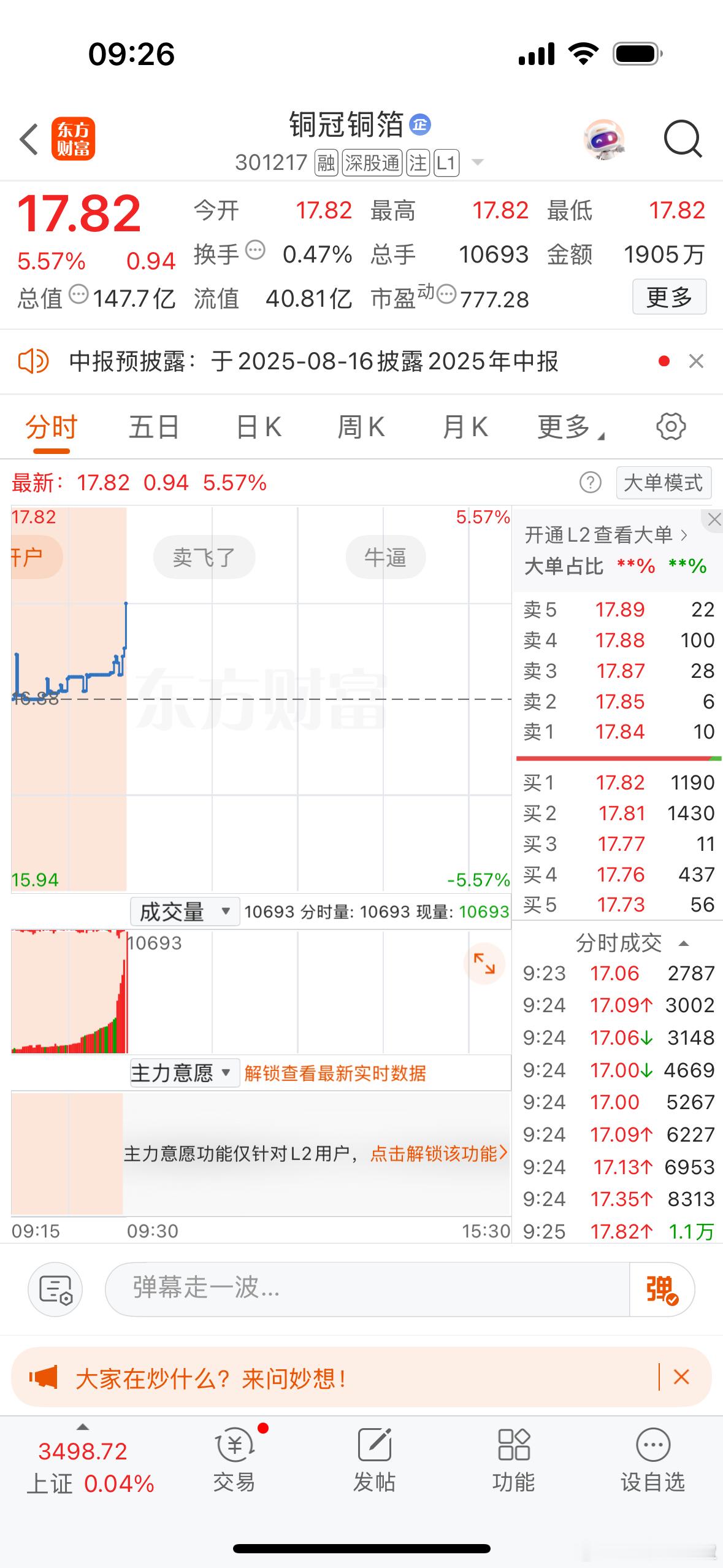 集合竞价强势个股机会铜冠铜箔、中马传动！芳华剧本[超话] ​​​