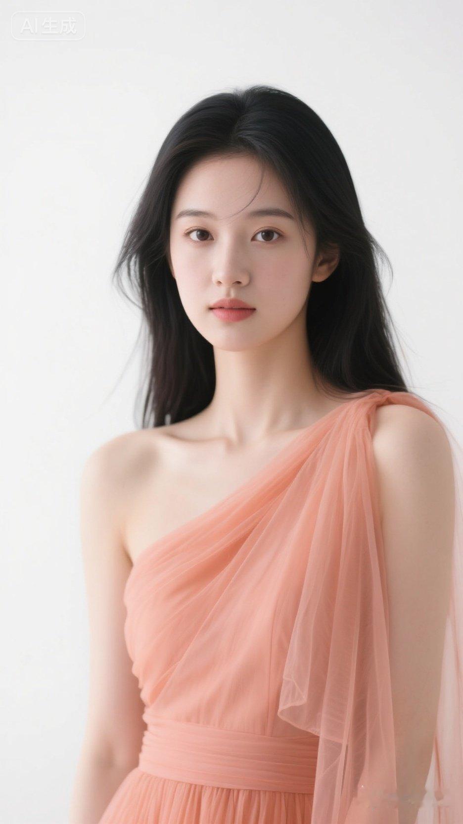 温柔甜美的少女，一袭粉色薄纱裙，宛如春日里的花朵🌸