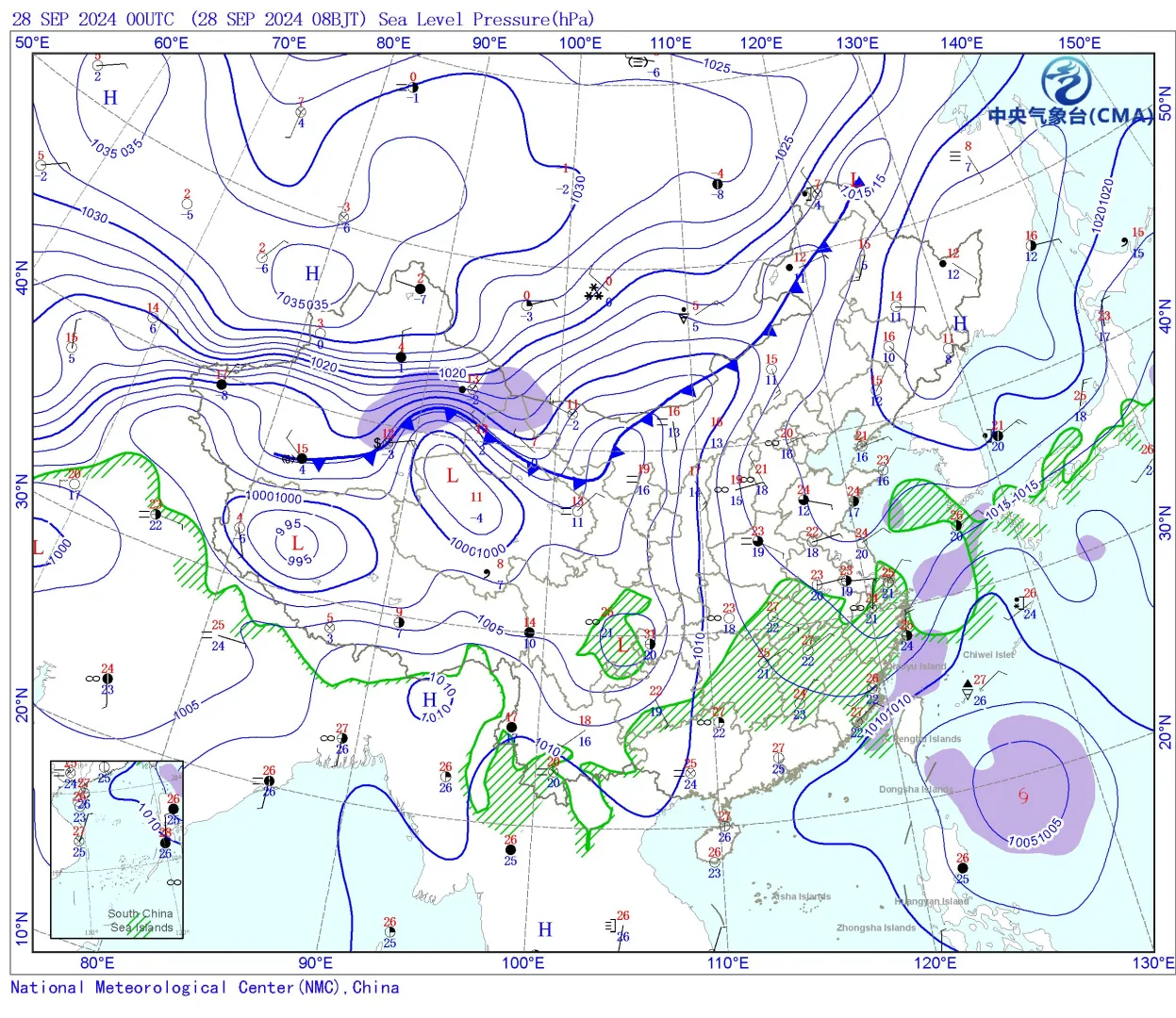 冷空气和降水，冷空气更强大，从西到东，从北到南都降温。