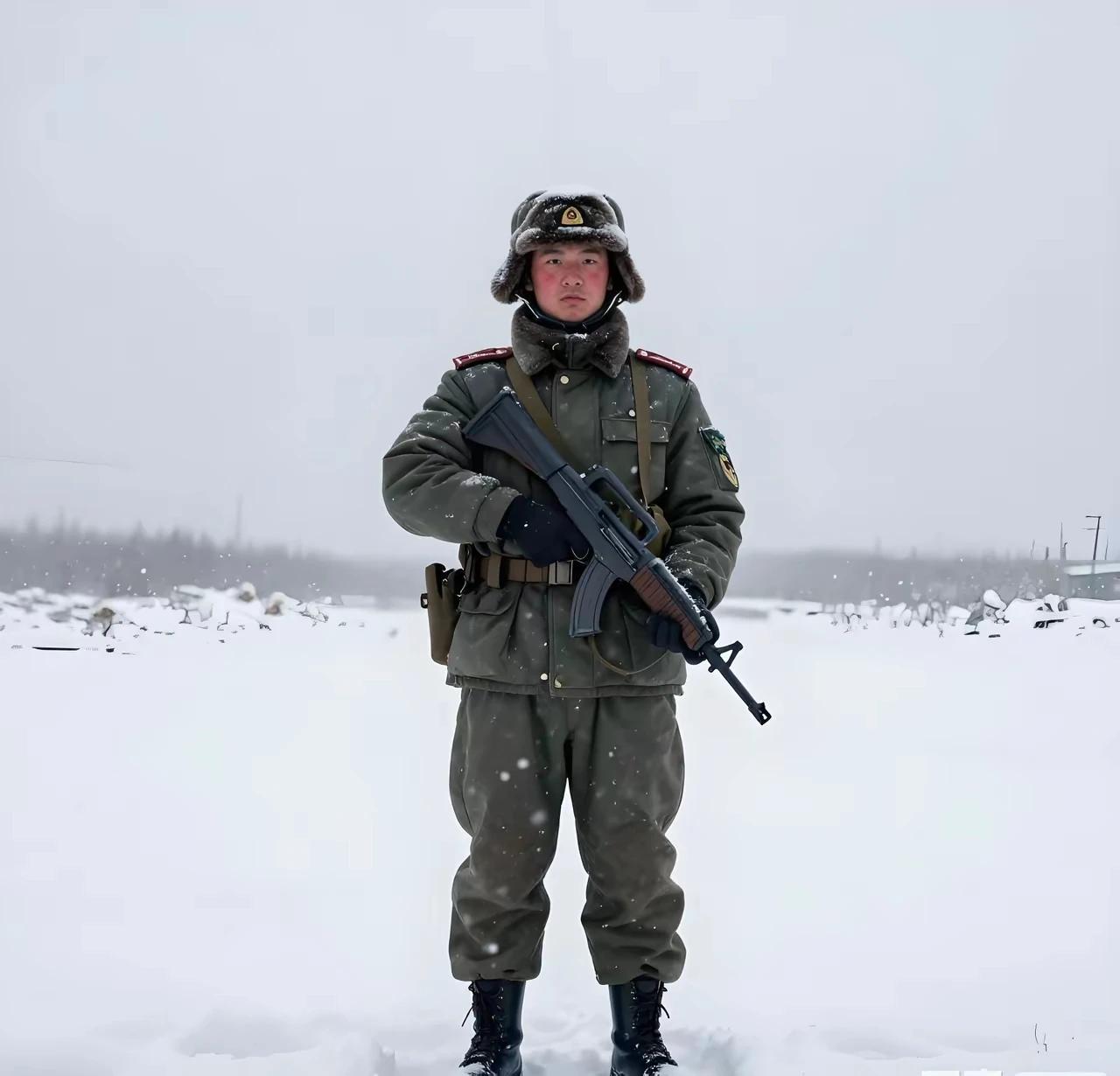 志存高远好儿郎，
投笔从戎守边疆。
冰刀雪剑无所谓，
保家卫国斗志强。