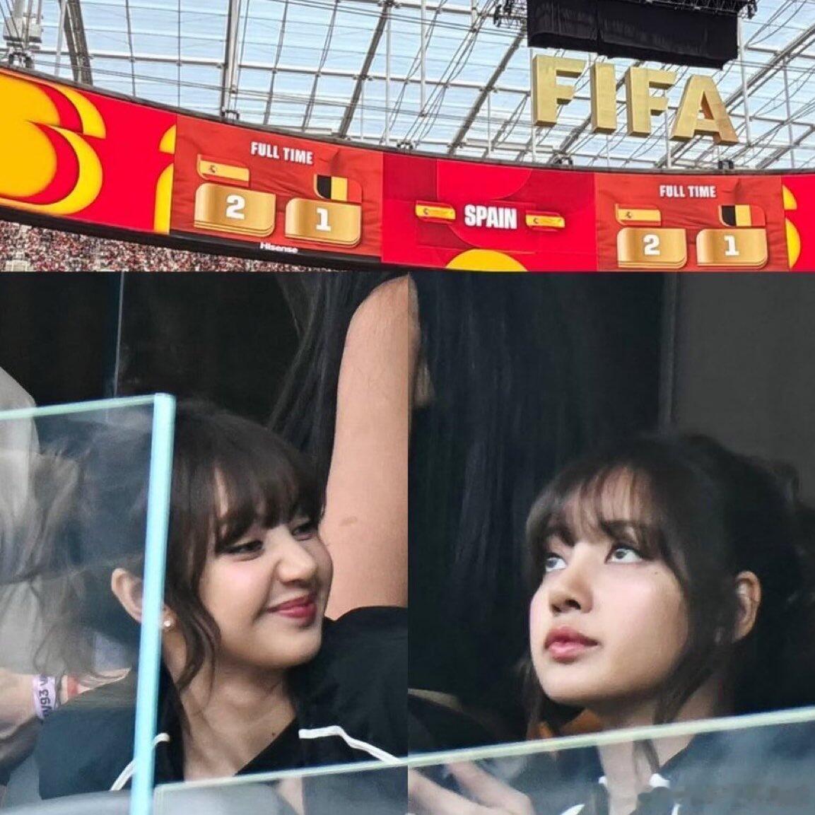 lisa现身世界杯现场 Lisa沉浸式观看世界杯四分之一决赛，还特意在IG分享此