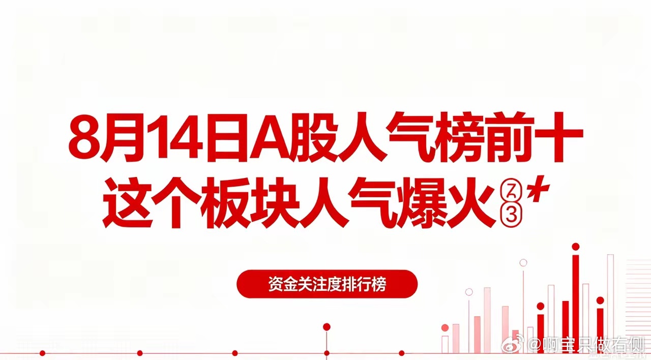 8月14日A股人气榜前十排名新鲜出炉，这个板块人气爆火🔥看一下今日市场人气排名