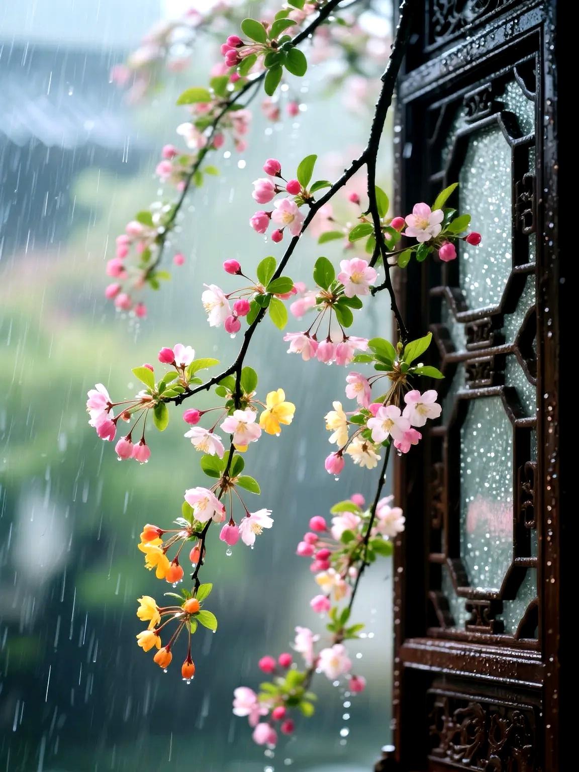 上联：暮雨潇潇花寂寞；
------仄仄平平平仄仄
下联：？？