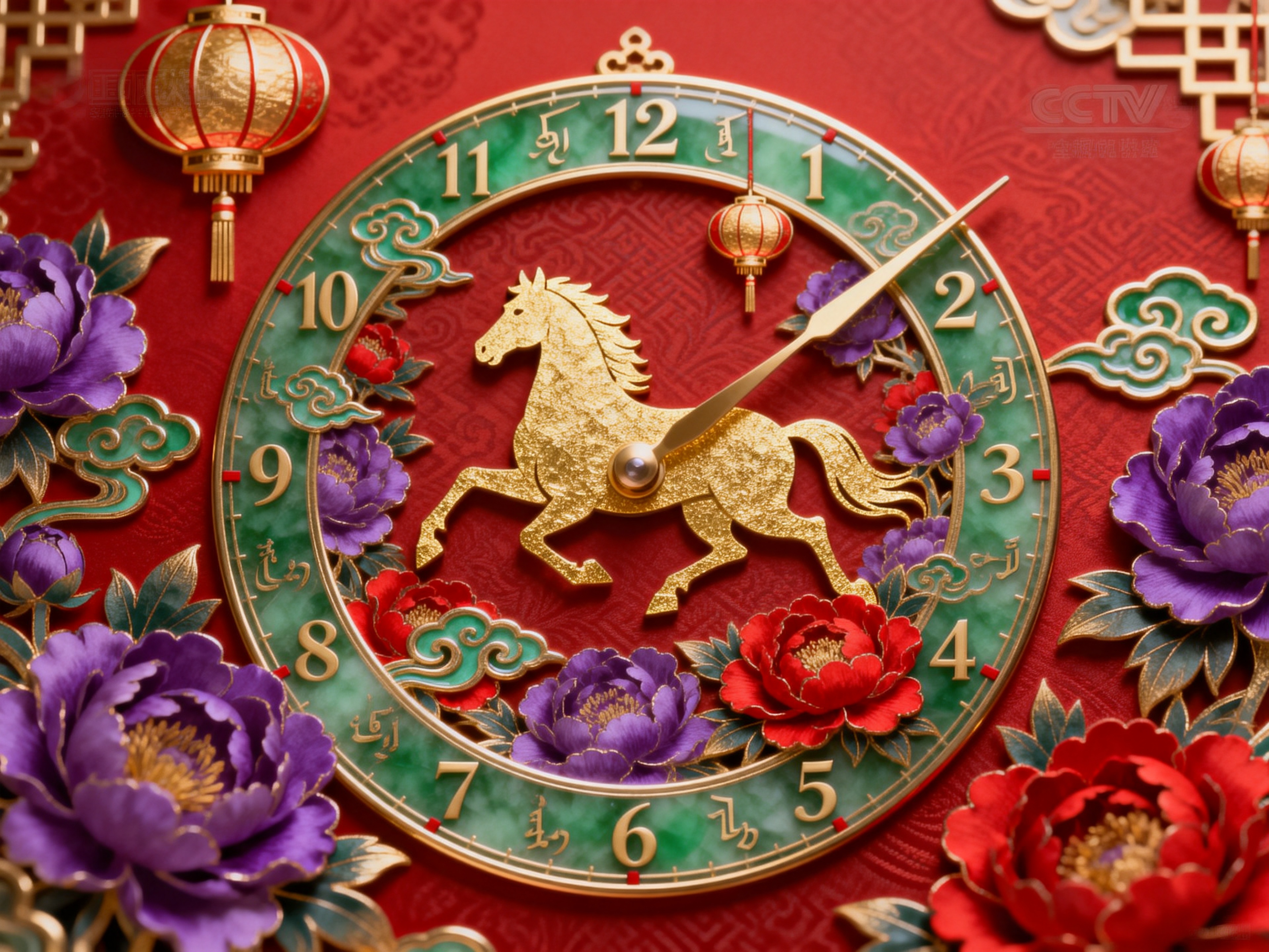 以金为马，以翠为环。2026 马年春晚倒计时，这组春晚报时表盘，藏着一整年的瑞气