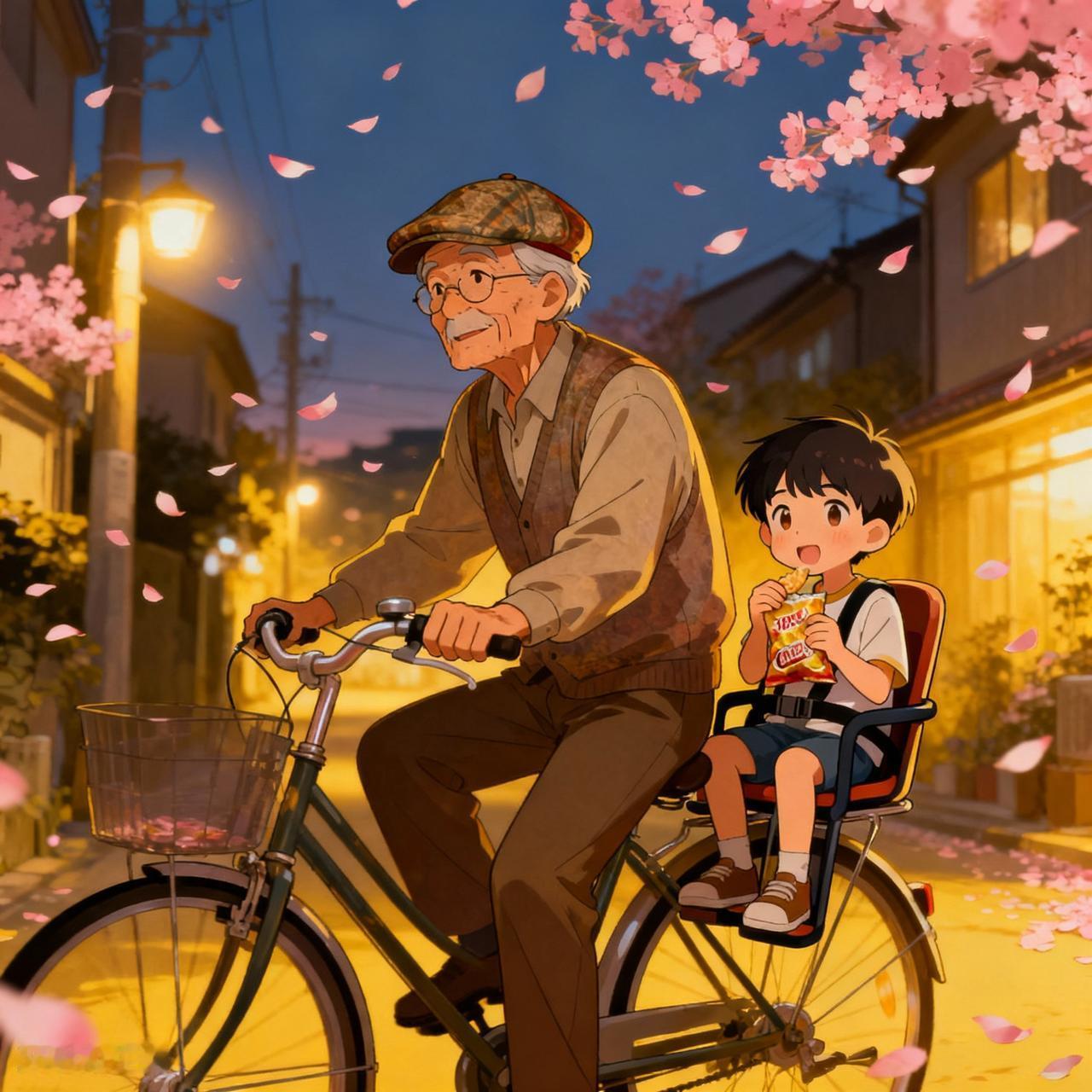 80后爷爷接孙子回家路上