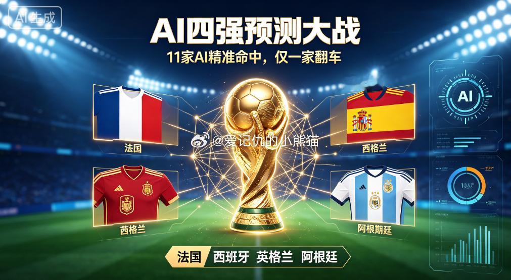 AI四强预测仅一家翻车英阿大战都在AI计划之中世界杯预测人机大战 本届世界杯八强