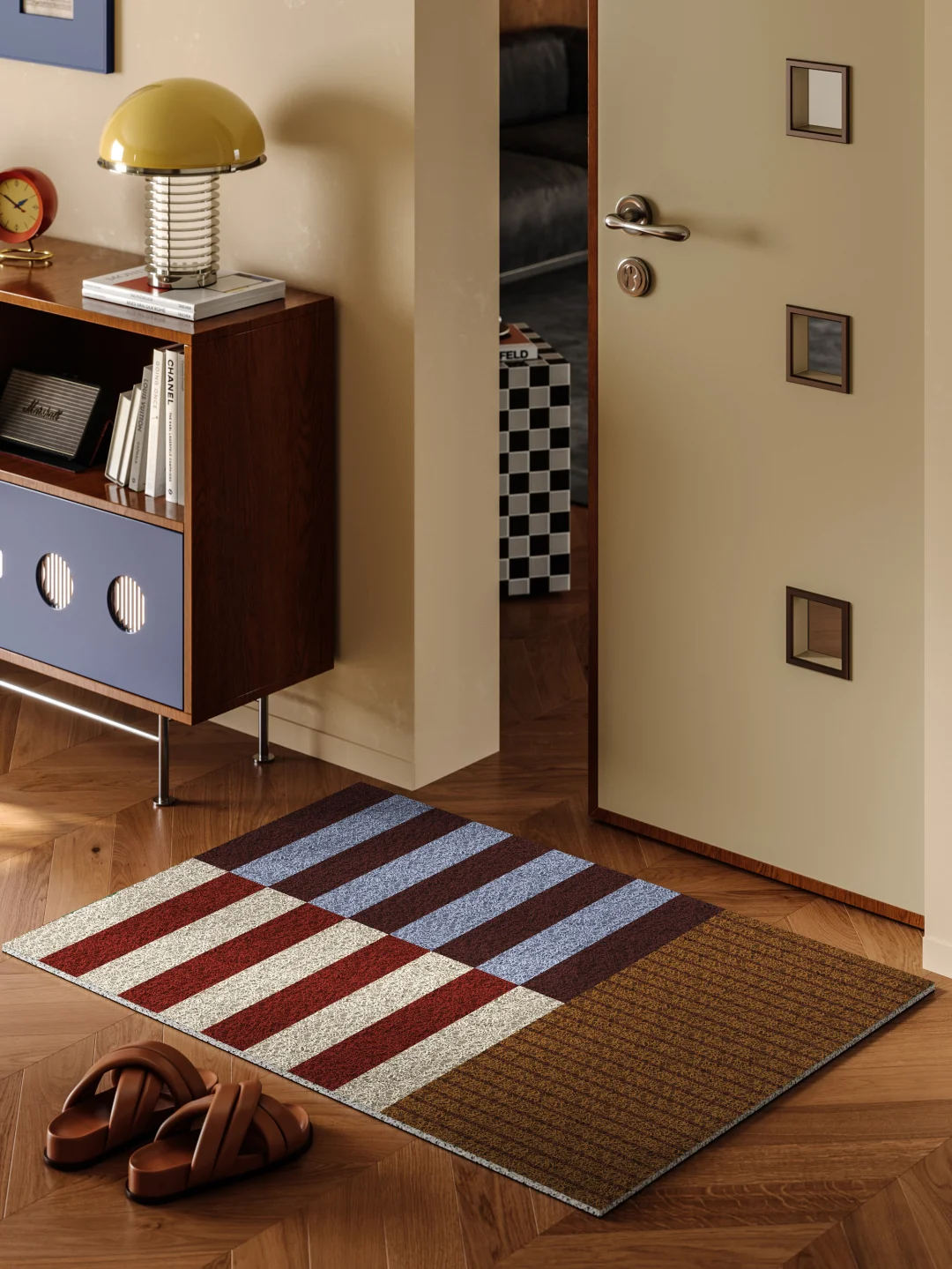 包豪斯撞色条纹🔴复古氛围🔝玄关颜值封神