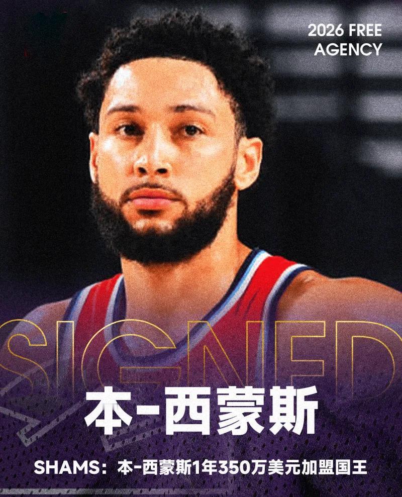 这可能是他最后的机会了，西蒙斯又回NBA了，国王给了他1年350万美元的合同……