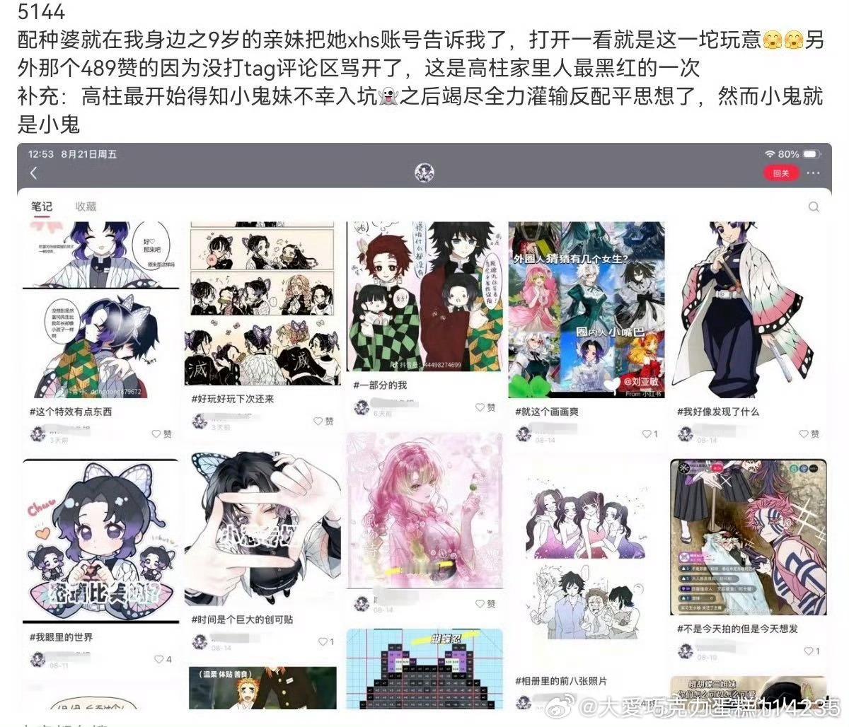 11478这群二棒子怎么癫成这样？9岁妹妹就因为在xhs上发了点动漫图片就被亲姐