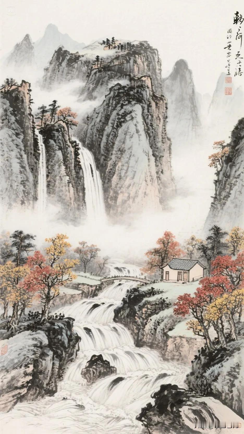 【中国画】山高水长，古韵流芳。春日生活打卡季 山青绿叶风景美 山河水秀风景美 古